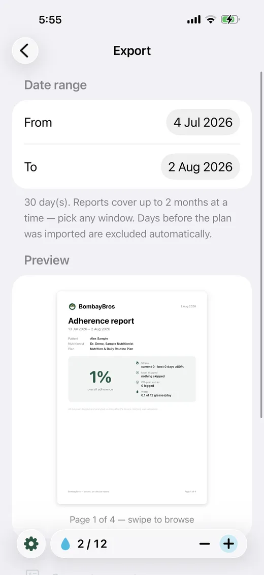 PDF adherence report preview